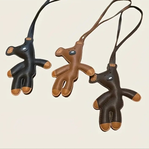 Accessories - Teddy Bear Shaped Faux Leather Keychain Bag Charm 🧸